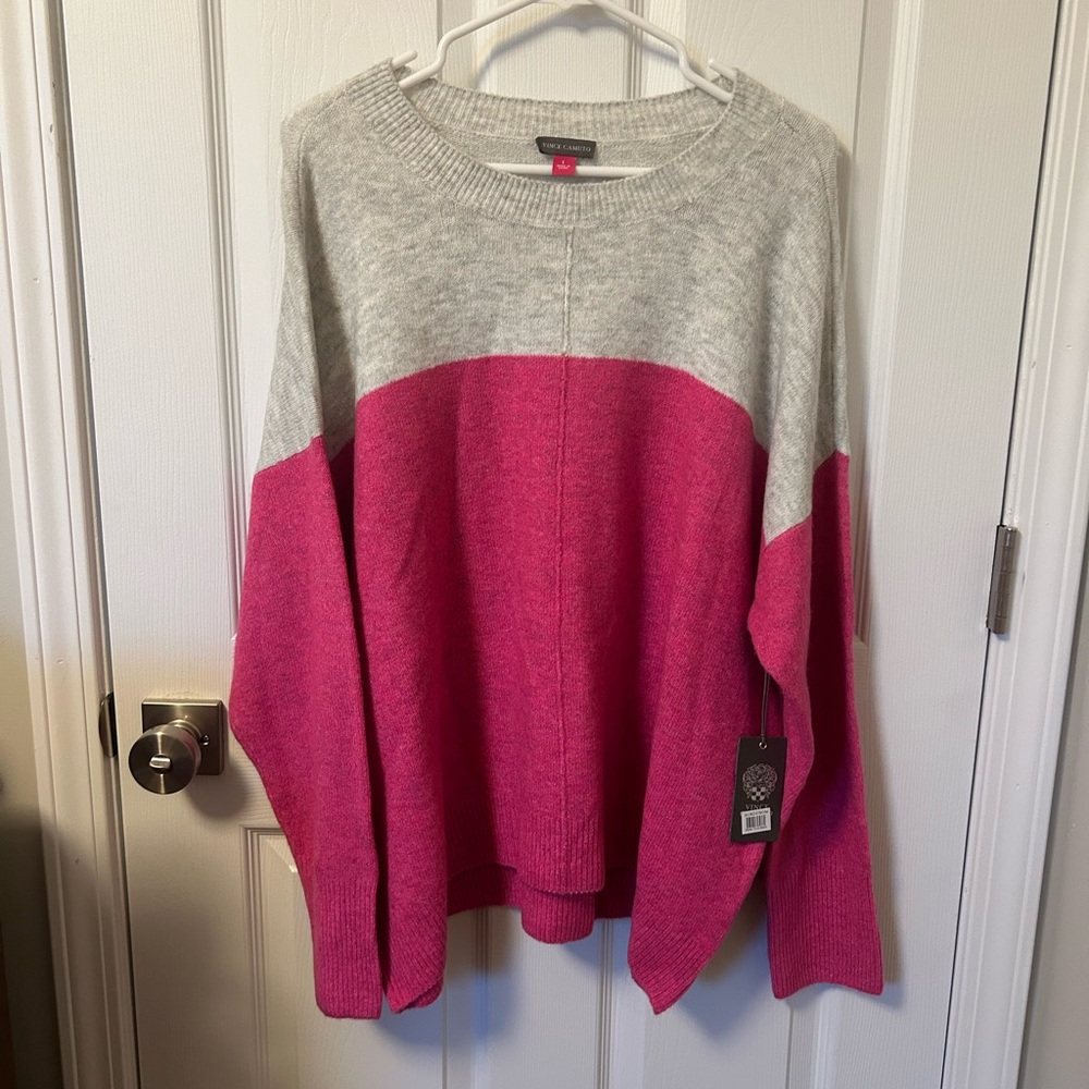 Pink and Gray Women's Sweater